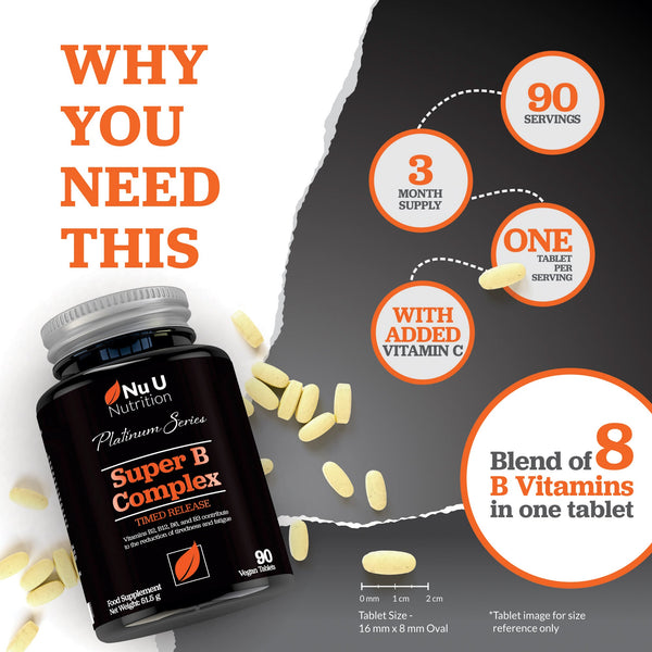 Vitamin B Complex - 90 Vegan Tablets - 3 Month Supply