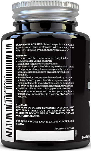 Hyaluronic Acid 600mg - 500-700 KDA - 90  Vegan Capsules - 3 Month Supply