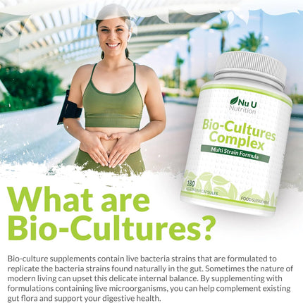 Bio Cultures Complex: 10 Billion CFU Live Cultures for Digestive & Immune Health – 180 Capsules for 6-Month Supply, Vegetarian & Gluten-Free Formula