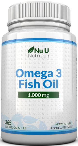 Omega 3 1000mg - 365 Softgel Capsules - 1 Year Supply