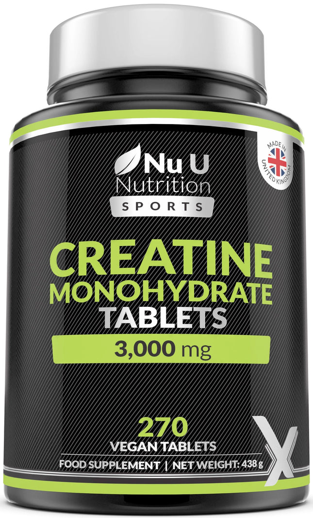 Creatine Monohydrate Tablets 3000mg – 270 Vegan Tablets