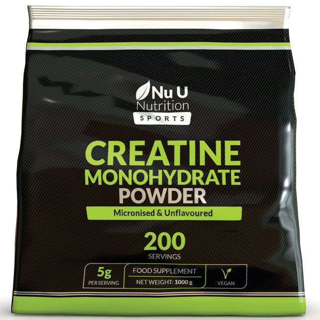 Creatine Monohydrate Powder Micronised - 1KG - 200 Servings - 7 Month Supply - Pre and Post Workout Routine- Vegan, Finest Grade, Pure & Unflavoured -