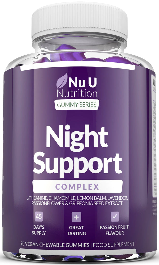 5HTP Night Support - Sleep Gummies for Adults - 90 Vegan Melatonin Alternative Gummies - Passionfruit Taste