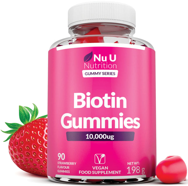 Biotin Beauty Gummies - Supports Healthy Hair, Skin & Nails, Energy Boosting Formula - Vegan, Gluten Free, 10,000 mcg per Serving