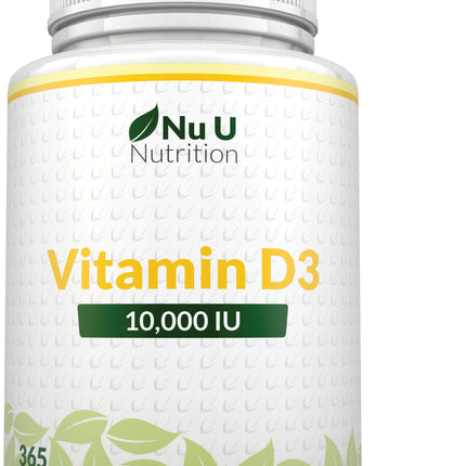 Vitamin D3 10,000IU Premium Capsules - Supports Bone Health, Immune Function & Overall Wellbeing - Gluten Free Formula for Optimal Sunshine Vitamin Levels