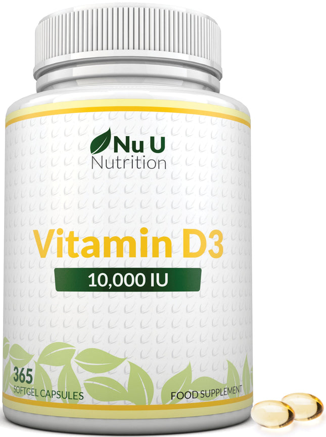 Vitamin D3 10,000IU Premium Capsules - Supports Bone Health, Immune Function & Overall Wellbeing - Gluten Free Formula for Optimal Sunshine Vitamin Levels