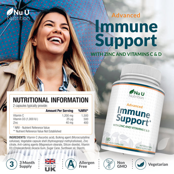 Immune Support - 180 Vegetarian Capsules - 3 Month Supply