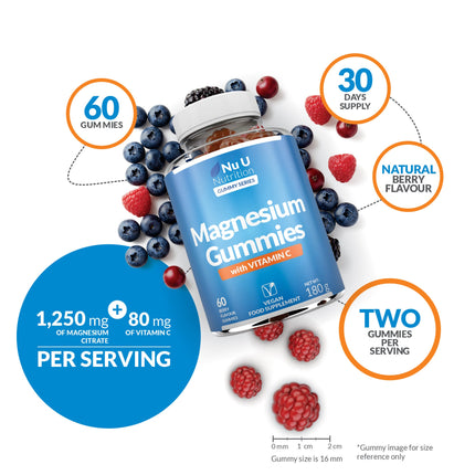 Magnesium Gummies for Kids 5+ and Adults - Delicious Berry  Flavour Daily Essential for Energy, Sleep Support, and Healthy Bones - Vegan & Gluten-Free