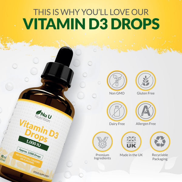 Vitamin D Drops 1000 IU - 90ml - 3 Month Supply