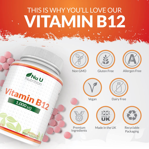 Vitamin B12 1000μg - 180 Vegetarian Tablets - 6 Month Supply