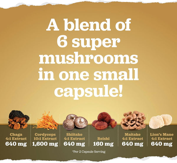 Mushroom Complex with Vitamin D - 150 Vegan Capsules