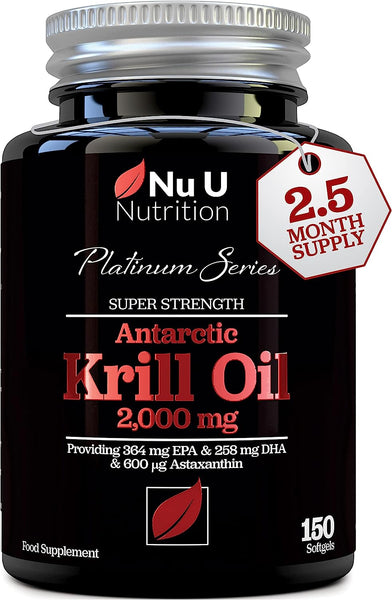 Antarctic Krill Oil 2000mg - 150 High Strength Softgel Capsules - Over 2 Month Supply