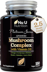 Mushroom Complex with Vitamin D - 150 Vegan Capsules - 2.5 Month Supply