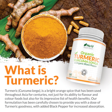 Turmeric Curcumin 600mg with Black Pepper for Enhanced Absorption - Organic Vegan Anti-Inflammatory Supplement for Joint & Immunity Support
