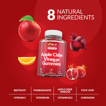 Apple Cider Vinegar Gummies for Digestive Health and Wellness - Vegan, Gluten-Free, and Powerfully Effective