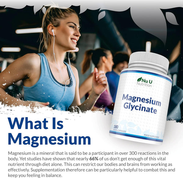 Magnesium Glycinate 1000mg - 180 Vegan Capsules - Made in the UK