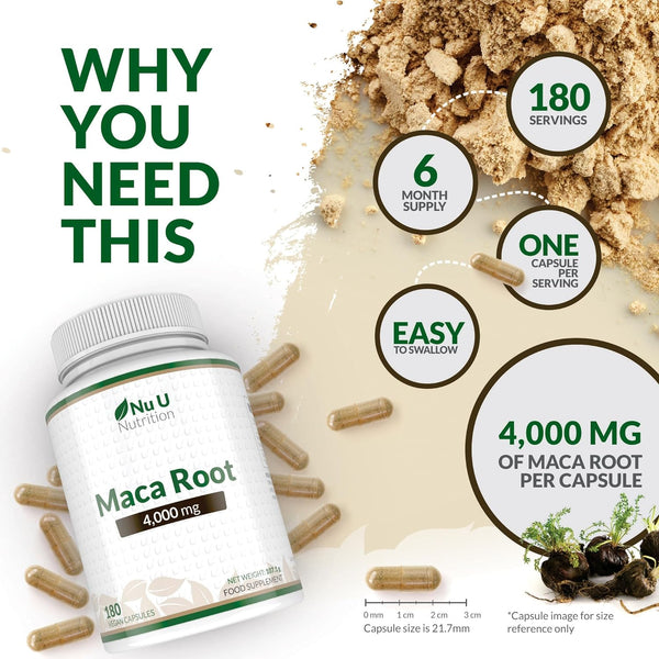 Maca Root Capsules 4000mg - 180 Vegan Capsules - 6 Month Supply