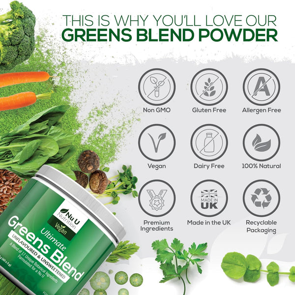Super Greens Powder with 17 Superfoods - 300g  - 2 Month Supply - 60 Servings