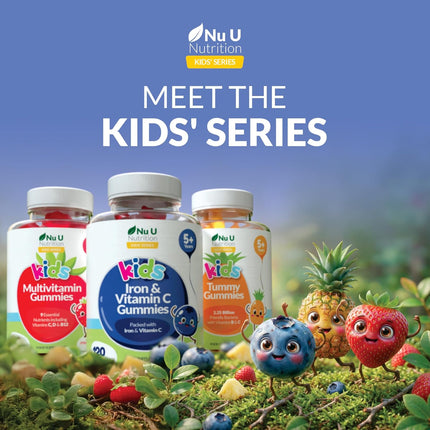 Kids Iron & Vitamin C Gummies (5 Years+) - 120 Vegan Blueberry Flavour Gummy Bears - 4 Month Supply - Iron 7mg + Vitamin C 10mg per Serving - Energy & Immune Support