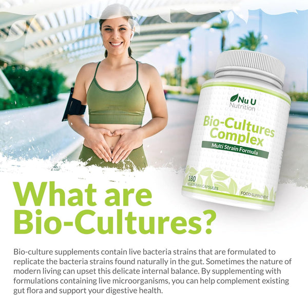 Bio Cultures Probiotic Strains - 180 Vegetarian Capsules - 6 Month Supply