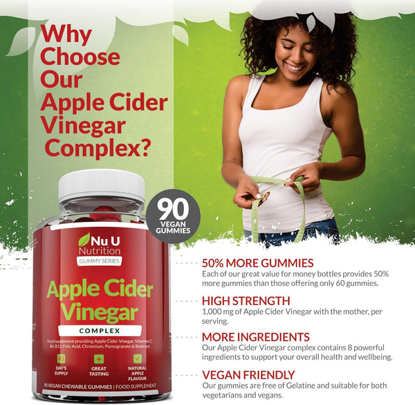 Apple Cider Vinegar 1000mg - 90 Vegan Gummies - 45 Day Supply