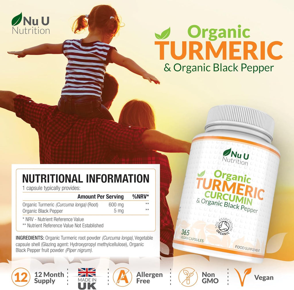 Organic Turmeric Curcumin 600mg with Organic Black Pepper 365 Vegan