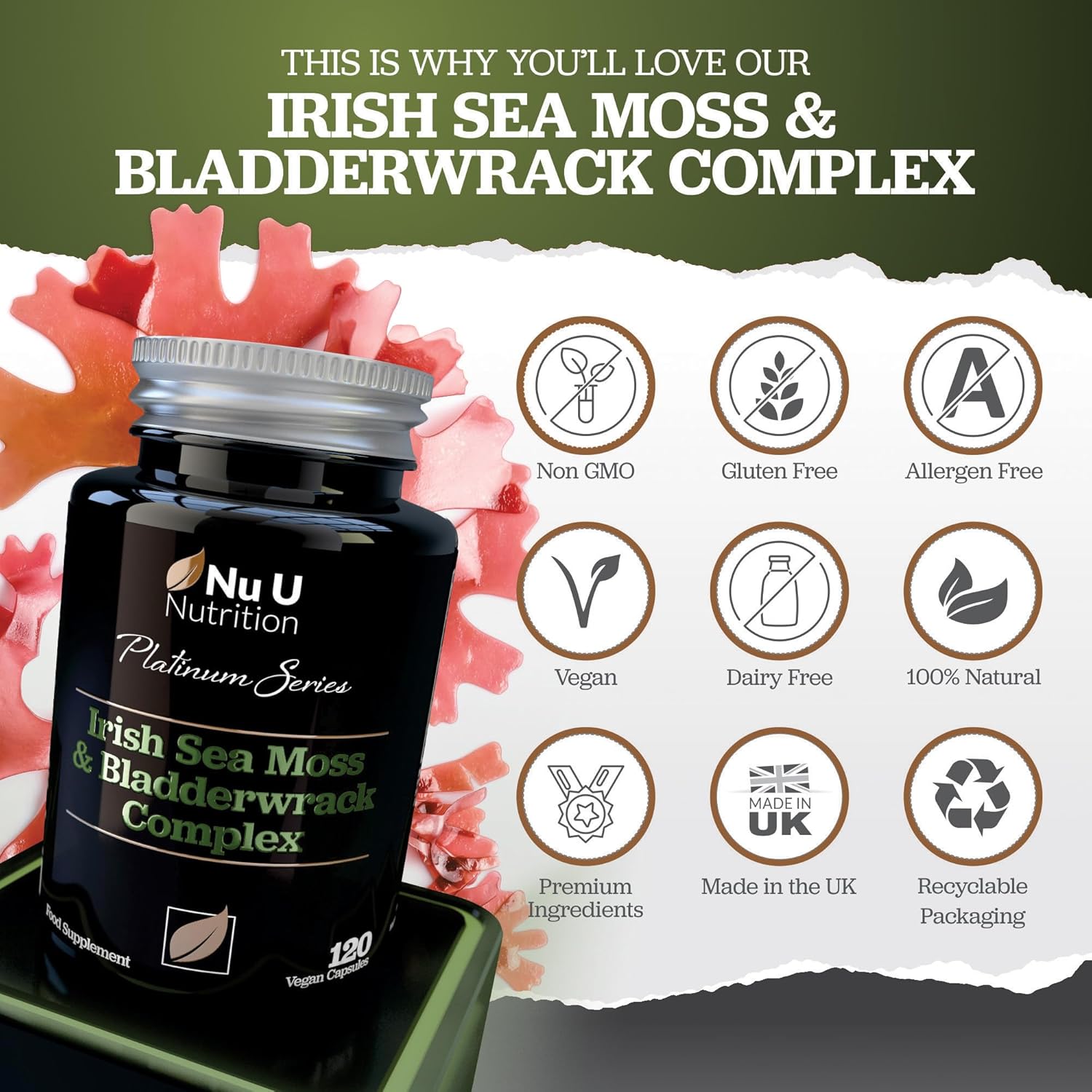 Naturebell Irish Sea Moss Capsules, 3,000mg Per Serving, 240 Veggie Pills - Arog - Foto 9