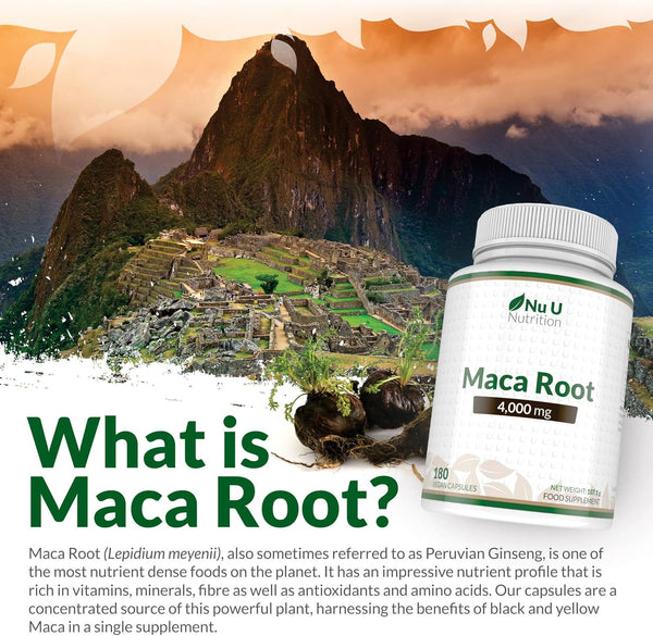 Maca Root Capsules 4000mg - 180 Vegan Capsules - 6 Month Supply