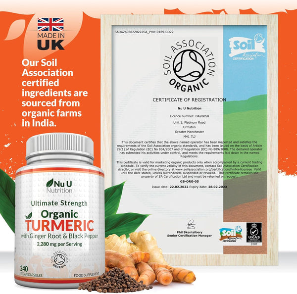 Organic Turmeric Ginger and Black Pepper - 2280 mg per Serving - 240 Vegan Capsules - Over 2 Month Supply