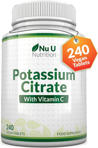 Potassium Supplement 1550mg & Vitamin C - 240 Vegan Tablets - 4 Month Supply