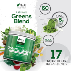 Super Greens Powder with 17 Superfoods – 300g  - 2 Month Supply - 60 Servings