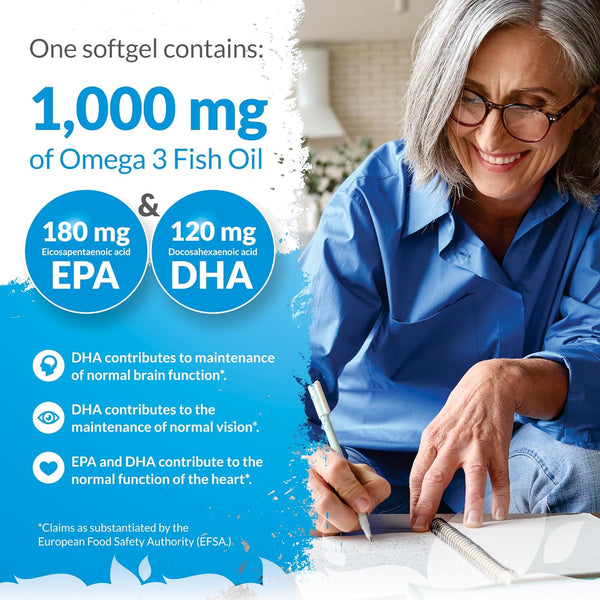 Omega 3 1000mg - 365 Softgel Capsules - 1 Year Supply