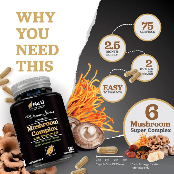 Mushroom Complex with Vitamin D - 150 Vegan Capsules