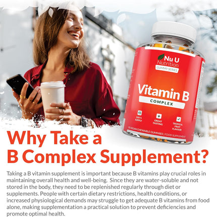 Vitamin B Complex - 90 Vegan Gummies - Tropical Fruit Flavour - 3 Month Supply