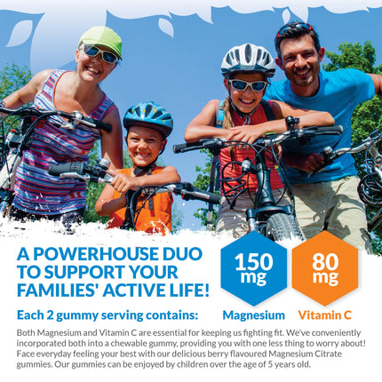 Magnesium Gummies for Kids 5+ and Adults - Delicious Berry  Flavour Daily Essential for Energy, Sleep Support, and Healthy Bones - Vegan & Gluten-Free