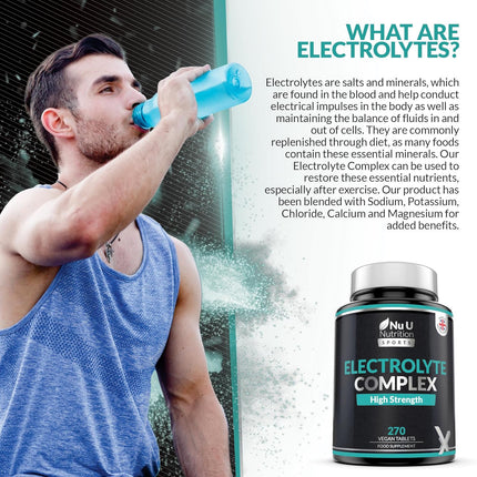 Electrolyte Complex - For Hydration & Performance – 270 Vegan Tablets with Sodium, Potassium, Magnesium & Calcium Phosphate -