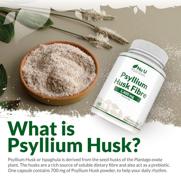 Psyllium Husk Capsules 700mg - 240 Vegan Capsules - 4 Month Supply