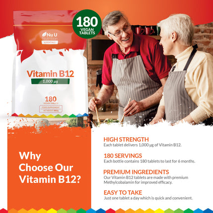 Vitamin B12 1000μg - 180 Vegan Tablets