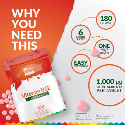 Vitamin B12 1000μg - 180 Vegan Tablets