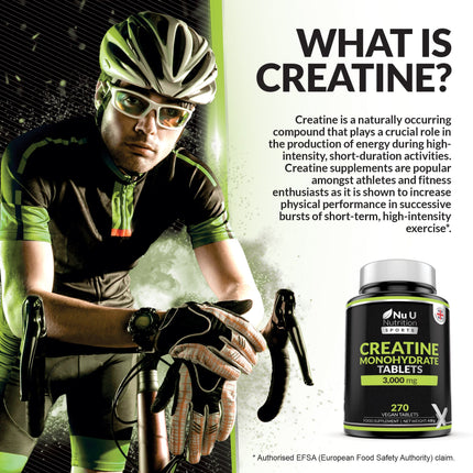 Creatine Monohydrate Tablets 3000mg – 270 Vegan Tablets