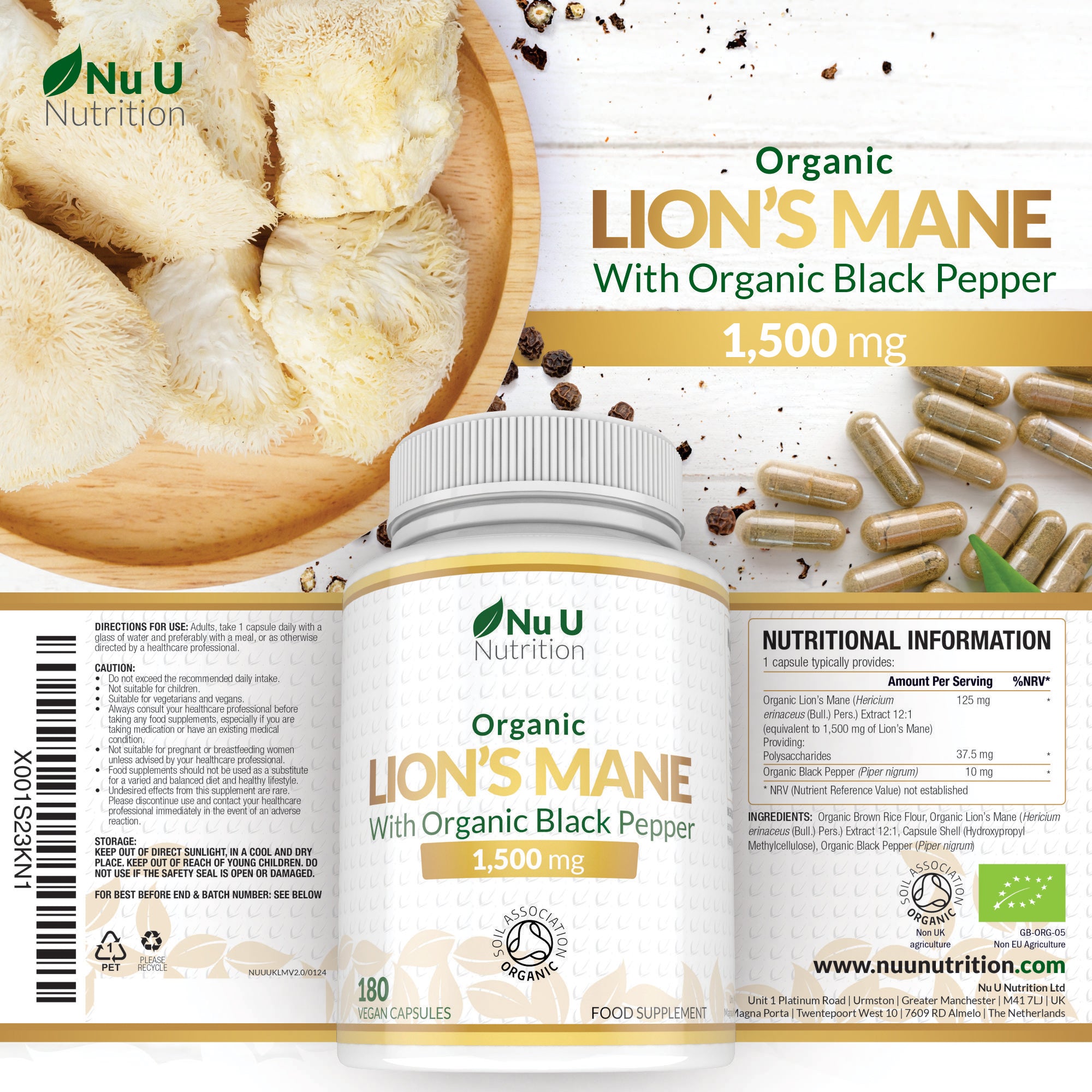 Organic Lions Mane Nu U Nutrition Organic Lions Mane Nu U Nutrition