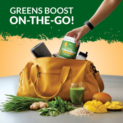 Super Greens Mango Blend Powder 300g - 17 Active Superfood Ingredients - 60 Servings