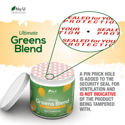 Super Greens Mango Blend Powder 300g - 17 Active Superfood Ingredients - 60 Servings