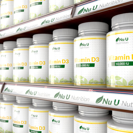 Vitamin D3 10,000IU Premium Capsules - Supports Bone Health, Immune Function & Overall Wellbeing - Gluten Free Formula for Optimal Sunshine Vitamin Levels