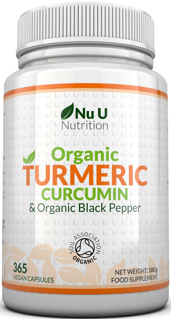 Organic Turmeric Curcumin 600mg with Organic Black Pepper, 365 Capsules, Full Year Supply, Suitable for Vegetarians & Vegans