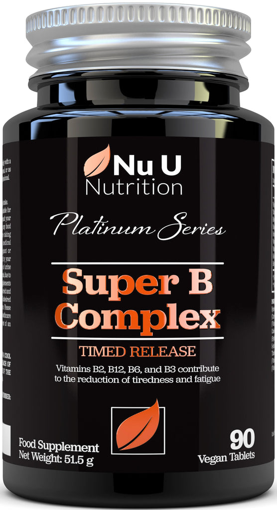 Vitamin B Complex - 8 High Strength B Vitamins & Vitamin C, 90 Time Release Tablets, Vegan & Vegetarian