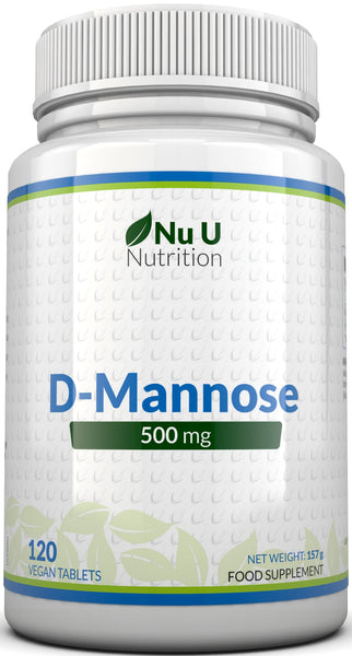 D-Mannose 500mg Premium Quality, 120 Tablets, Vegetarian & Vegan
