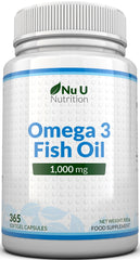 Omega 3 Fish Oil 1,000mg, 1 Year Supply - 365 Softgels