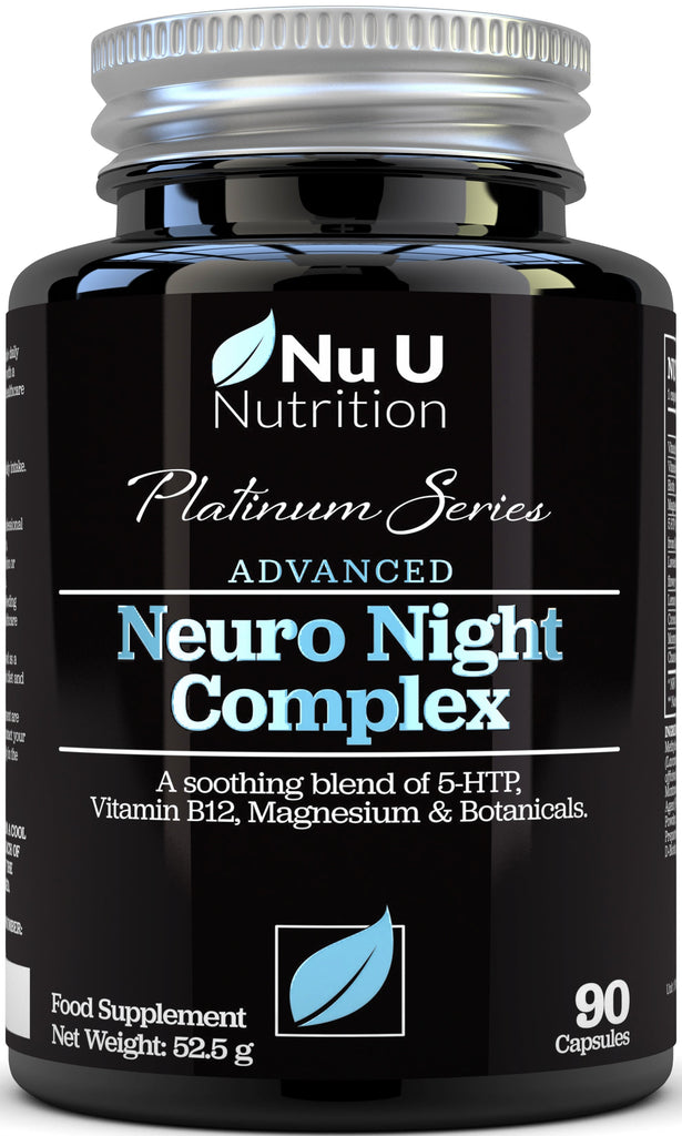 Neuro Night Sleeping Aid with 5-HTP, Magnesium & Natural Melatonin Sources, 90 Vegetarian Capsules with Chamomile, Lemon Balm, Lavender Flower and Vitamin B12