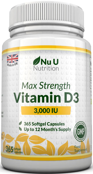 Vitamin D3 3,000 IU – 365 Softgels 1 Year Supply